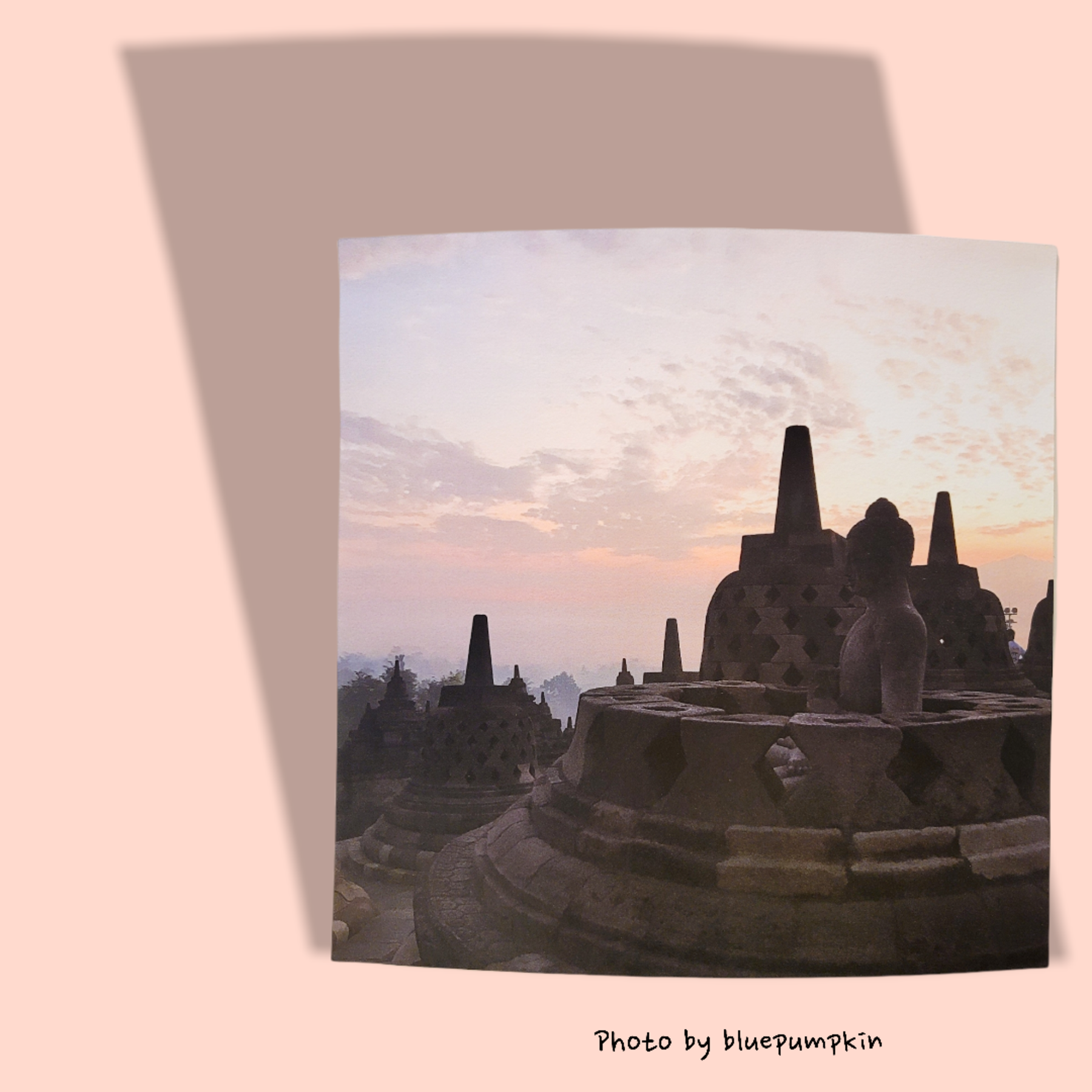 여행포스터_욕자카르타 보로부두르(Borobudur temple compounds) 사원 일출